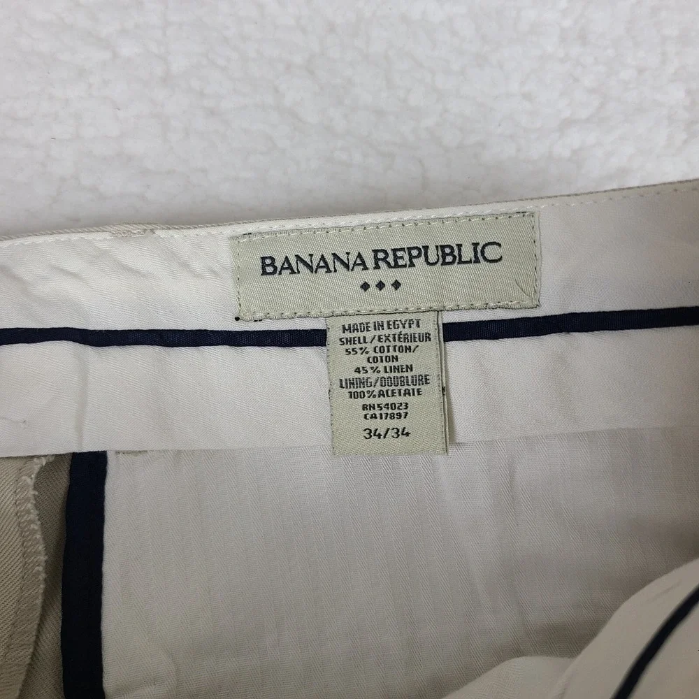 Banana Republic Pants Mens‎ 34x32 Stone Beige Cuffed Dress Slacks HEMMED